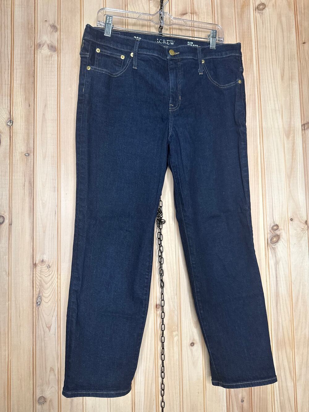 NWOT J. Crew Slim Mid Rise Super Stretch Jeans Dark Wash Blue Denim 31P Petite